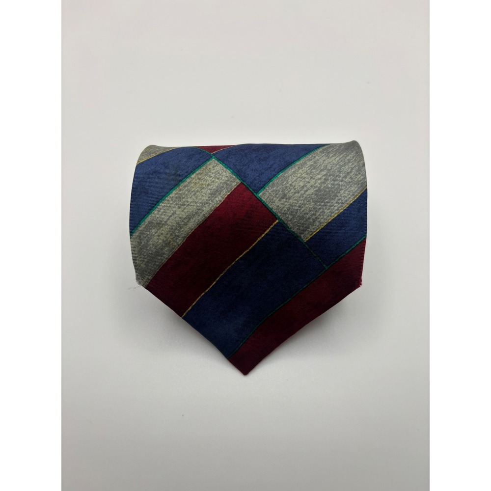 Guggenheim Museum Silk Necktie Blue Burgundy Grey Geometric Abstract Art Tie